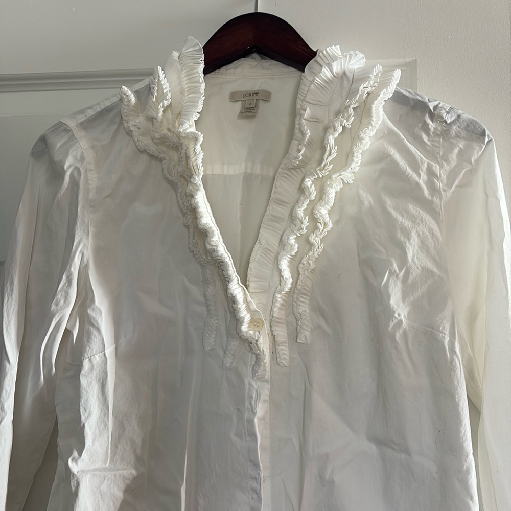 J crew white button down with cute details. Size 8